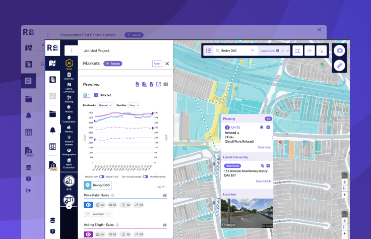 Core property comparables workspace showing residential listings