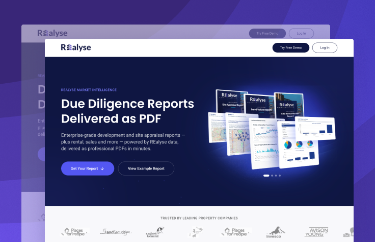 Reports platform showing property due diligence reports delivered as PDFs