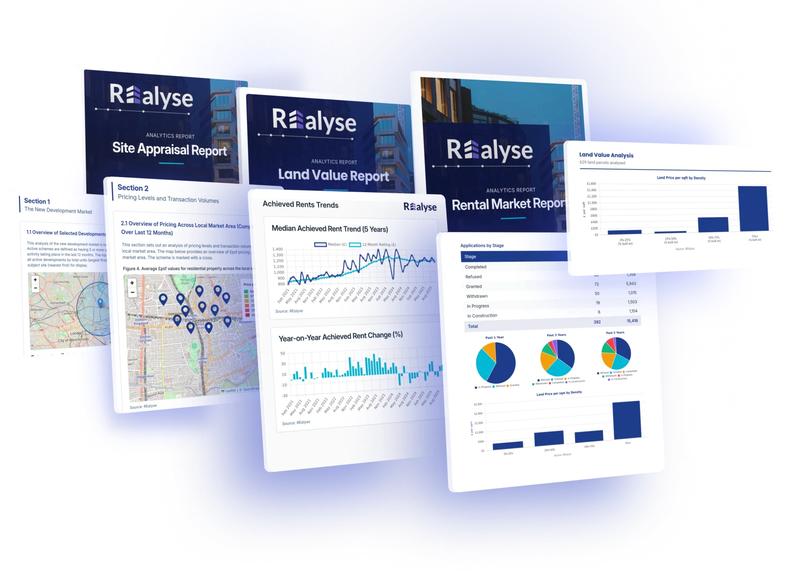 REalyse site appraisal, land value and rental market reports with maps and charts